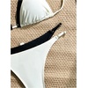 image:imageMakeMeChic Womens Double Layer Triangle Thong Bikini Sets Halter High Leg Swimsuit Bathing SuitWhite Black