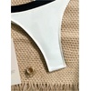 image:imageMakeMeChic Womens Double Layer Triangle Thong Bikini Sets Halter High Leg Swimsuit Bathing SuitWhite Black