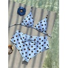 image:imageMakeMeChic Womens Polka Dots 2 Piece Bikini Sets Triangle Halter Tie Back Boyshorts SwimsuitBlue