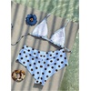 image:imageMakeMeChic Womens Polka Dots 2 Piece Bikini Sets Triangle Halter Tie Back Boyshorts SwimsuitBlue