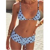 image:imageMakeMeChic Womens Polka Dots 2 Piece Bikini Sets Triangle Halter Tie Back Boyshorts SwimsuitBlue