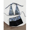 image:imageMakeMeChic Womens 2 Piece Bikini Sets Cheetah Print Halter Bikini Top with Shorts SwimsuitsMulticolor Blue