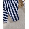 image:imageMakeMeChic Womens 3 Piece Summer Swimsuit Striped Micro Mini Bikini Set with Beach Cover Up SkirtBlue and White