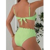 image:imageMakeMeChic Womens High Waisted Bikini Sets Textured Beaded Scallop Trim Triangle Bathing Suit SwimsuitMint Green