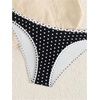image:imageMakeMeChic Womens Polka Dots Triangle Thong Bikini Sets Halter 2 Piece Swimsuit Bathing SuitWhite Black