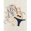 image:imageMakeMeChic Womens Polka Dots Triangle Thong Bikini Sets Halter 2 Piece Swimsuit Bathing SuitWhite Black