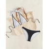 image:imageMakeMeChic Womens Polka Dots Triangle Thong Bikini Sets Halter 2 Piece Swimsuit Bathing SuitWhite Black