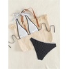 image:imageMakeMeChic Womens Polka Dots Triangle Thong Bikini Sets Halter 2 Piece Swimsuit Bathing SuitWhite Black