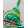 image:imageMakeMeChic Womens Striped Tie Dye Bikini Sets Halter Triangle Tie Side 2 Piece SwimsuitsGreen