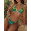 image:imageMakeMeChic Womens Striped Tie Dye Bikini Sets Halter Triangle Tie Side 2 Piece SwimsuitsGreen