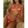 image:imageMakeMeChic Womens Striped Tie Dye Bikini Sets Halter Triangle Tie Side 2 Piece SwimsuitsOrange