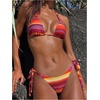 image:imageMakeMeChic Womens Striped Tie Dye Bikini Sets Halter Triangle Tie Side 2 Piece SwimsuitsOrange