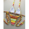 image:imageMakeMeChic Womens Striped Tie Dye Bikini Sets Halter Triangle Tie Side 2 Piece SwimsuitsYellow