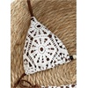 image:imageMakeMeChic Womens Summer 2 Piece Crochet Halter Swimsuit String Triangle Bikini Sets Tie Backless Bathing SuitWhite