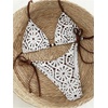 image:imageMakeMeChic Womens Summer 2 Piece Crochet Halter Swimsuit String Triangle Bikini Sets Tie Backless Bathing SuitWhite