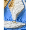 image:imageMakeMeChic Womens Triangle Thong Bikini Sets Halter String High Cut Micro Swimsuit Bathing SuitBlue