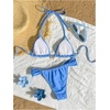image:imageMakeMeChic Womens Triangle Thong Bikini Sets Halter String High Cut Micro Swimsuit Bathing SuitBlue
