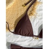 image:imageMakeMeChic Womens Triangle Thong Bikini Sets Halter String High Cut Micro Swimsuit Bathing SuitCoffee Brown
