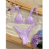 image:imageMakeMeChic Womens Tropical Boho Triangle Thong Bikini Sets Zebra Cheetah Bathing Suit SwimsuitsMauve Purple