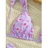 image:imageMakeMeChic Womens Tropical Boho Triangle Thong Bikini Sets Zebra Cheetah Bathing Suit SwimsuitsMauve Purple