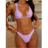 image:imageMakeMeChic Womens Tropical Boho Triangle Thong Bikini Sets Zebra Cheetah Bathing Suit SwimsuitsMauve Purple