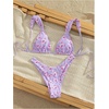 image:imageMakeMeChic Womens Tropical Boho Triangle Thong Bikini Sets Zebra Cheetah Bathing Suit SwimsuitsMauve Purple