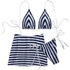 image:imageMakeMeChic Womens 3 Piece Summer Swimsuit Striped Micro Mini Bikini Set with Beach Cover Up SkirtBlue and White