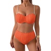 image:imageMakeMeChic Womens High Waisted Bikini Sets Textured Beaded Scallop Trim Triangle Bathing Suit SwimsuitOrange