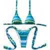 image:imageMakeMeChic Womens Striped Tie Dye Bikini Sets Halter Triangle Tie Side 2 Piece SwimsuitsTeal Blue