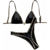 image:imageMakeMeChic Womens Tropical Boho Triangle Thong Bikini Sets Zebra Cheetah Bathing Suit SwimsuitsBlack Leopard