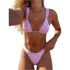 image:imageMakeMeChic Womens Tropical Boho Triangle Thong Bikini Sets Zebra Cheetah Bathing Suit SwimsuitsMauve Purple