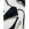 image:imageMAKEMECHIC Womens 2 Piece Summer Swimsuit Color Block Criss Cross High Cut Cheeky Beach Micro Bikini SetsBlack and White