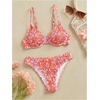 image:imageMakeMeChic Womens 2 Piece Bikini Set Floral Underwire Spaghetti Strap Smocked Bathing SuitOrange