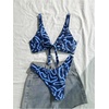 image:imageMakeMeChic Womens 2 Piece Summer Bikini Sets Graphic Twisted Tie Back Sleeveless Swimsuit BeachwearBlue