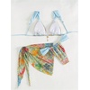 image:imageMakeMeChic Womens 3 Piece Bikini Sets Floral Halter Swimsuit Bathing Suit with Cover Up SkirtLight Green