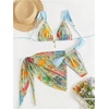 image:imageMakeMeChic Womens 3 Piece Bikini Sets Floral Halter Swimsuit Bathing Suit with Cover Up SkirtLight Green