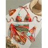 image:imageMakeMeChic Womens 3 Piece Bikini Sets Floral Halter Swimsuit Bathing Suit with Cover Up SkirtOrange Multicolor