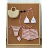 image:imageMakeMeChic Womens 3 Piece Striped Bikini Sets Halter Triangle Bathing Suit Swim Shorts SwimsuitPink