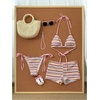 image:imageMakeMeChic Womens 3 Piece Striped Bikini Sets Halter Triangle Bathing Suit Swim Shorts SwimsuitPink