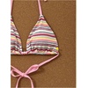 image:imageMakeMeChic Womens 3 Piece Striped Bikini Sets Halter Triangle Bathing Suit Swim Shorts SwimsuitPink