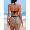 image:imageMakeMeChic Womens 3 Piece Swimsuits Sequin Sparkly Halter Triangle Bathing Suit with Cover Up SkirtBlack