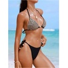 image:imageMakeMeChic Womens 3 Piece Swimsuits Sequin Sparkly Halter Triangle Bathing Suit with Cover Up SkirtBlack