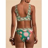 image:imageMakeMeChic Womens Floral Bikini Sets Triangle V Neck High Cut Boho 2 Piece SwimsuitGreen
