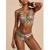 image:imageMakeMeChic Womens Floral Bikini Sets Triangle V Neck High Cut Boho 2 Piece SwimsuitGreen