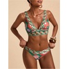 image:imageMakeMeChic Womens Floral Bikini Sets Triangle V Neck High Cut Boho 2 Piece SwimsuitGreen