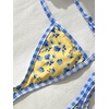 image:imageMakeMeChic Womens Micro Tanning Bikini Sets Cheetah Gingham Sexy Tiny Bathing Suit SwimsuitYellow Blue Floral