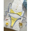 image:imageMakeMeChic Womens Micro Tanning Bikini Sets Cheetah Gingham Sexy Tiny Bathing Suit SwimsuitYellow Blue Floral