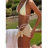 image:imageMakeMeChic Womens Plaid Bikini Sets Stringy Halter Tie Backless High Cut Thong 2 Piece SwimsuitLight Yellow