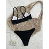 image:imageMakeMeChic Womens Polka Dots Thong Bikini Sets High Cut Micro Sexy Bathing Suit SwimsuitSolid Black