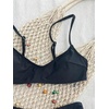 image:imageMakeMeChic Womens Polka Dots Thong Bikini Sets High Cut Micro Sexy Bathing Suit SwimsuitSolid Black